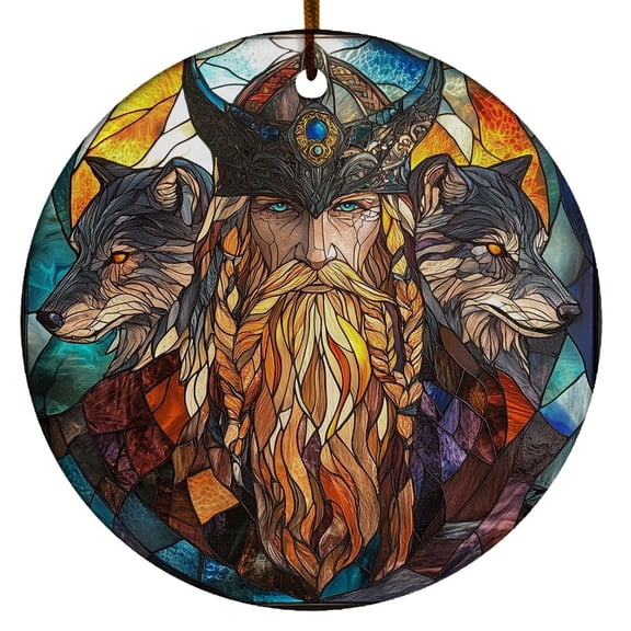 Viking Odin and Wolves Ornament, Scandinavian Christmas Ornaments 2025, Viking Christmas Ornaments, Celtic Norse Mythology Decor, Christmas Decorations Gifts