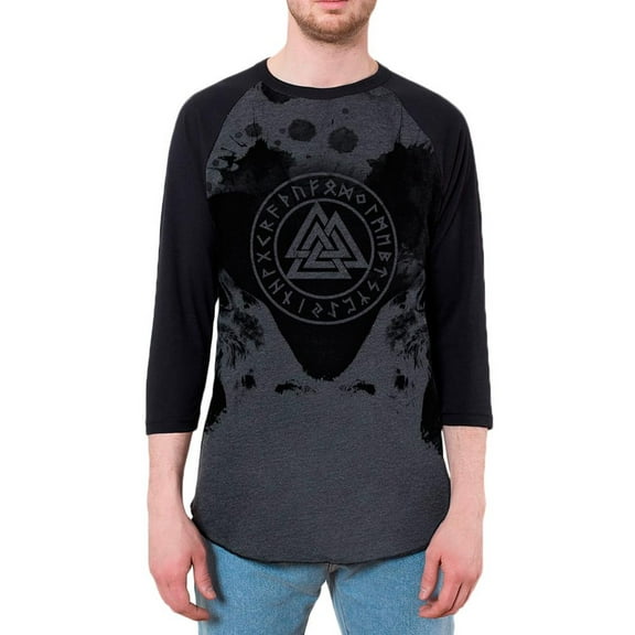Viking Odin's Ravens Huginn And Muninn Mens Raglan T Shirt
