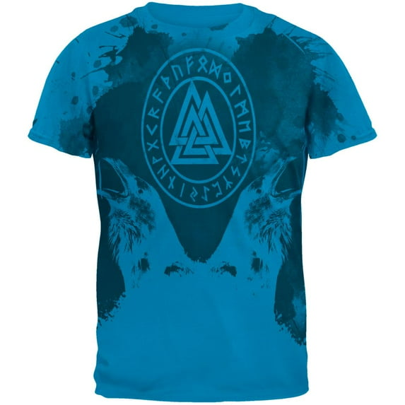 Viking Odin's Ravens Huginn And Muninn Mens T Shirt Sapphire 2XL