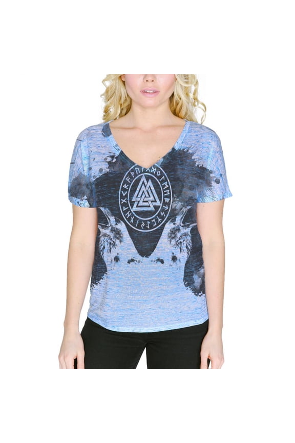 Viking Odin's Ravens Huginn And Muninn Women's Slouchy V-Neck T Shirt
