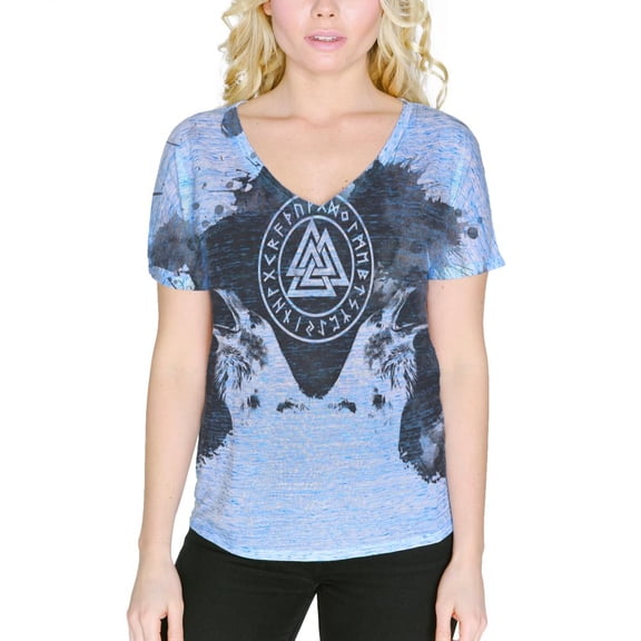 Viking Odin's Ravens Huginn And Muninn Women's Slouchy V-Neck T Shirt