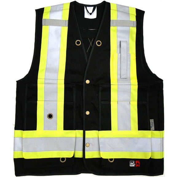 Viking Open Road Surveyor FR Safety Vest - Fire Retardant Class 1 Reflective Vest; ANSI/ISEA and CSA Compliant, Black - 2X-Large CA2