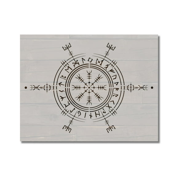 Viking Pagan Runic Compass Stencil Template Reusable 8.5 x 11 Inches for Painting on Walls, Wood, Arts and Crafts by Stencilville