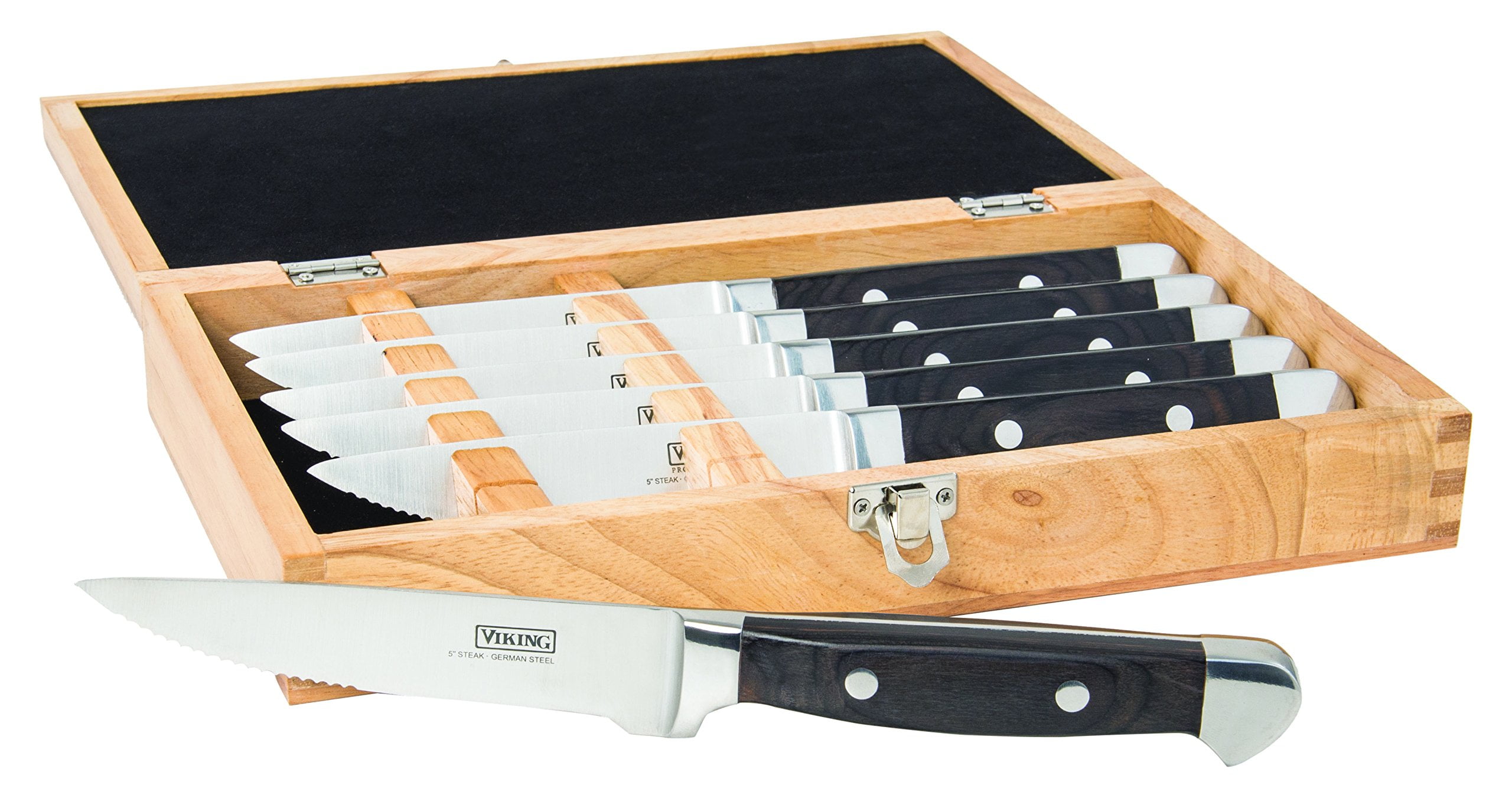 Viking Viking Steakhouse Pakka Wood 6-Piece Steak Knife Set with Wooden Box (Set of 6)