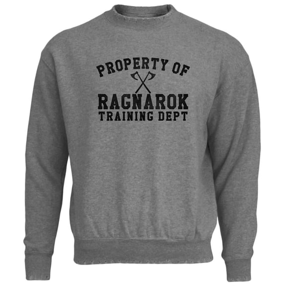 Viking Property of Ragnarok Training Department Mens Destroyed Sweatshirt Heather X-SM