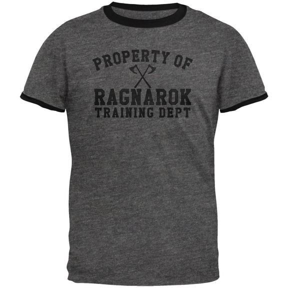 Viking Property of Ragnarok Training Department Mens Ringer T Shirt Dark Heather-Black X-LG