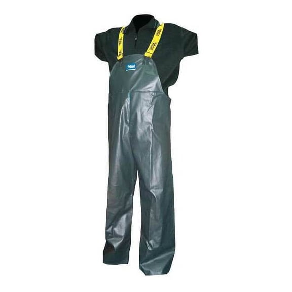 Viking Rain Bib Pants, Polyester, PVC, 33 in Inseam, Green, Size 2XL 4110P-XXL