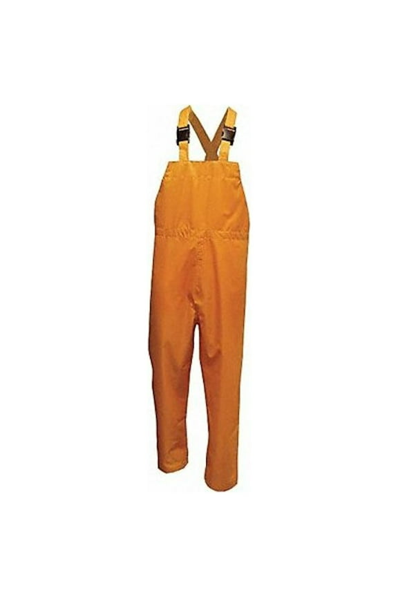 Rain Bib Pants, Polyester, 33 in Inseam, Elastic Closure, Yellow, Size 2XL