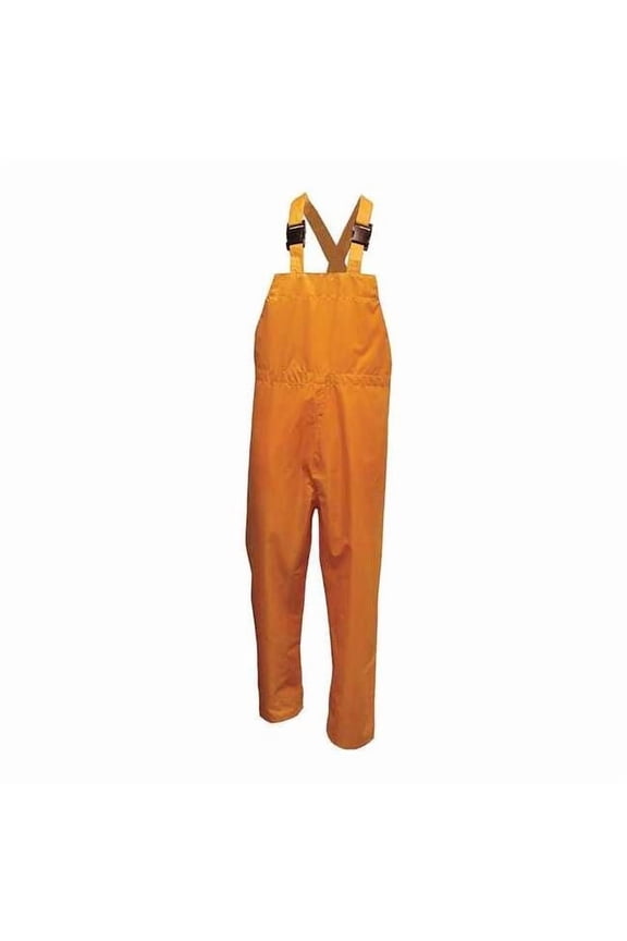 Rain Bib Pants, Polyester, 31 1/2 in Inseam, Elastic Closure, Yellow, Size M