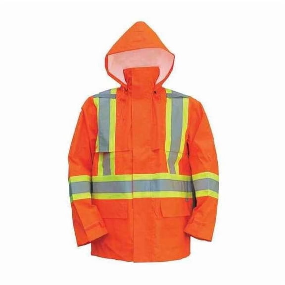 Hi-Viz Safety Jacket, Polyester, Polyurethane, Class 3 Type R, Orange, 4XL 6323JO-XXXXL