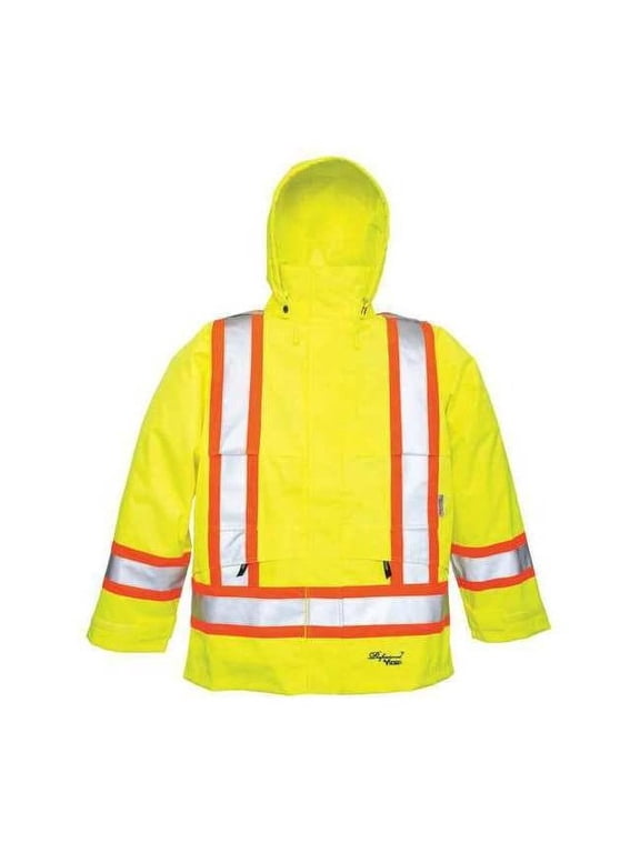 Hi-Viz Safety Jacket, Polyester, Polyurethane, Class 3 Type R, Green, 2XL 6330JG-XXL