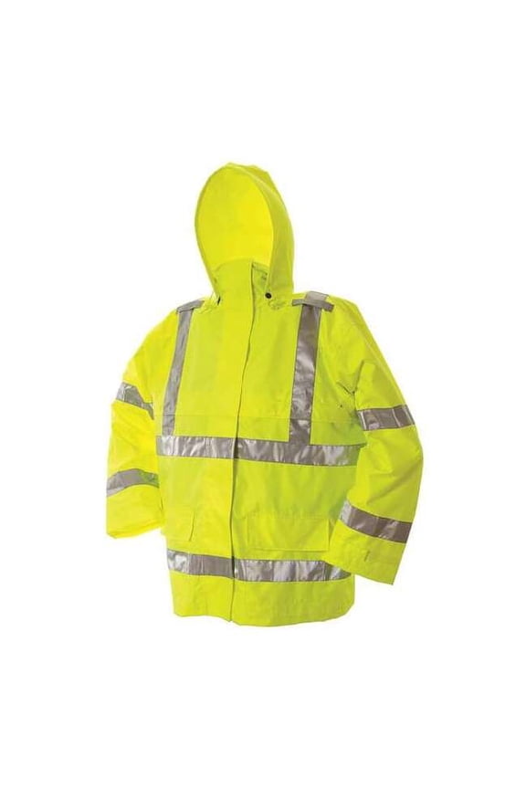 Rain Jacket,Class 3, Type R,Ylw/Grn,4XL D6323JG-XXXXL