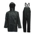thumbnail image 1 of 3-Piece Rainsuit with Detachable Hood, Polyester, PVC, 150 den Thick, Detachable, Black, M, 1 of 2