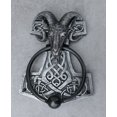 thumbnail image 1 of Viking Ram Skull Thor Hammer Mjolnir With Runes Door Knocker W/ Built In Struck, 1 of 8