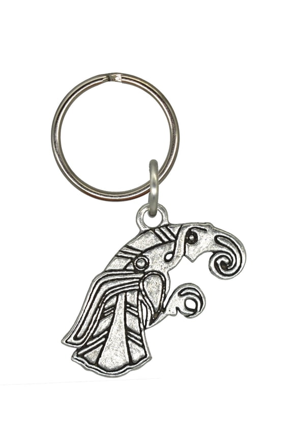 Viking Raven Keychain, G043AKC, 1 3/4 inch, Viking, Norse, Pewter, Key Fob, Key Ring, Keys, Zipper Pull, Luggage Tag, Backpack, Over 300 Keychain Designs, Handmade in the USA, 100% American Made