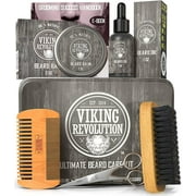 Viking Revolution Beard Care Kit for Men - Beard Brush, Wooden Comb, Beard Balm, Beard Oil, Beard & Mustache Scissors