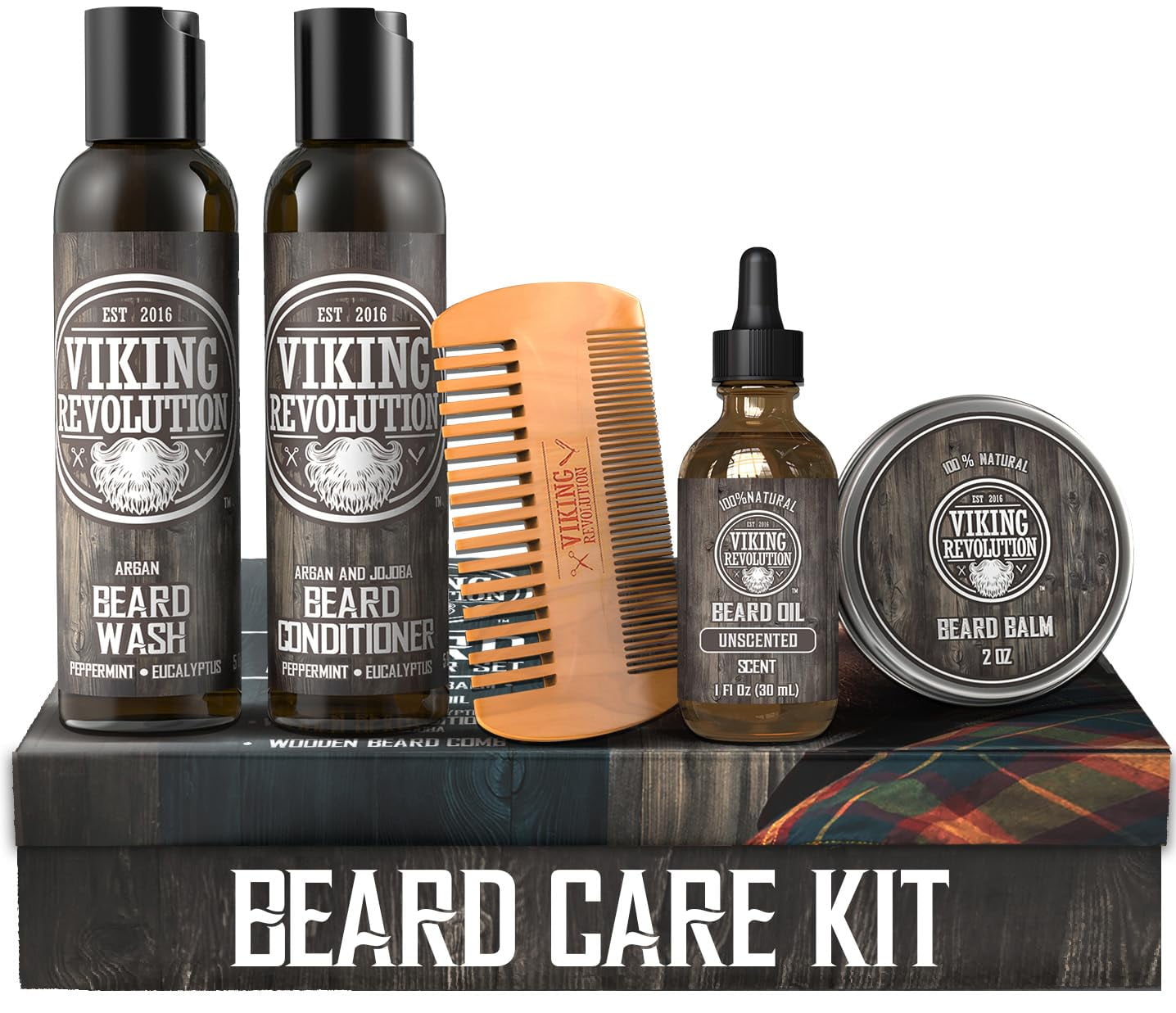 Viking Revolution Beard Care Kit with Beard Wash & Conditioner, Oil