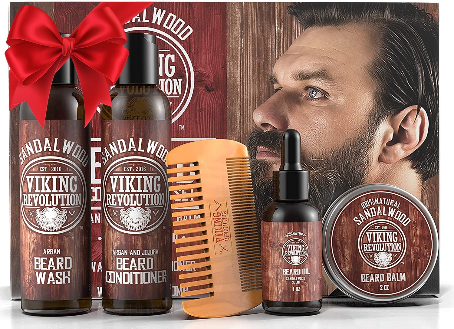 Viking Revolution Beard Care Kit with Beard Wash & Conditioner, Oil