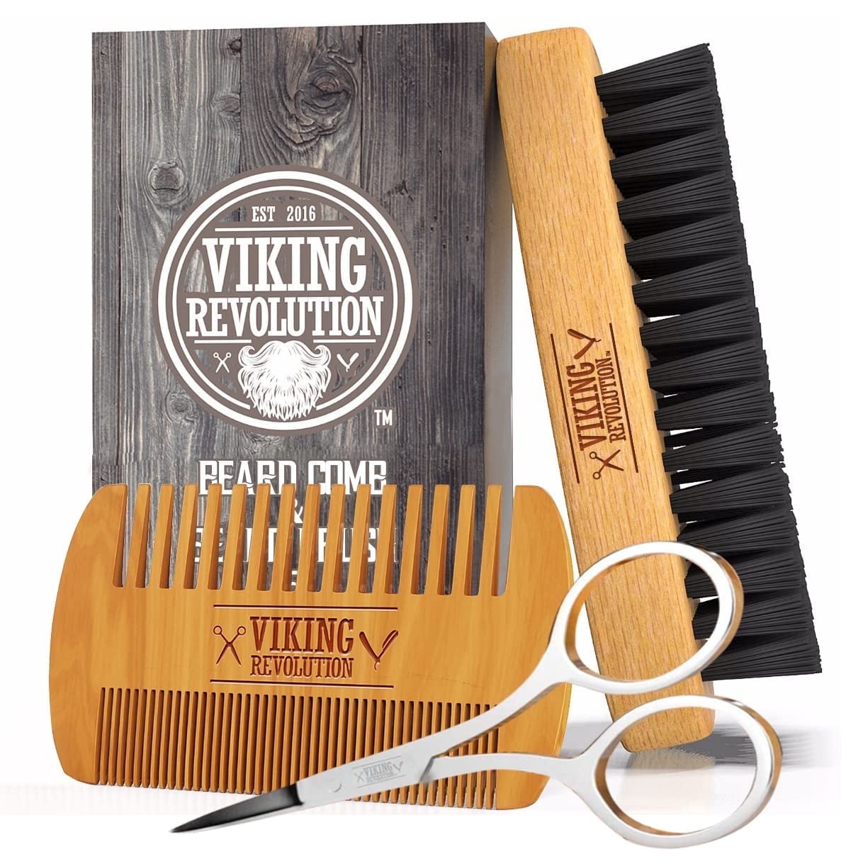 Viking Revolution Beard Comb and Brush Set with Natural Boar