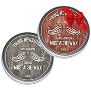 Viking Revolution - Beard & Mustache Wax Balm for Men - Citrus & Sandalwood - 2 Pack, 0.5 oz