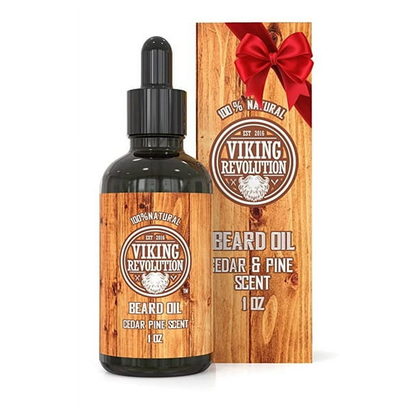 Viking Revolution Beard Oil Conditioner - All Natural Beard Balm Mustache Oil Cedarwood & Pine Scent with Argan & Jojoba Oils - (1 Pack)