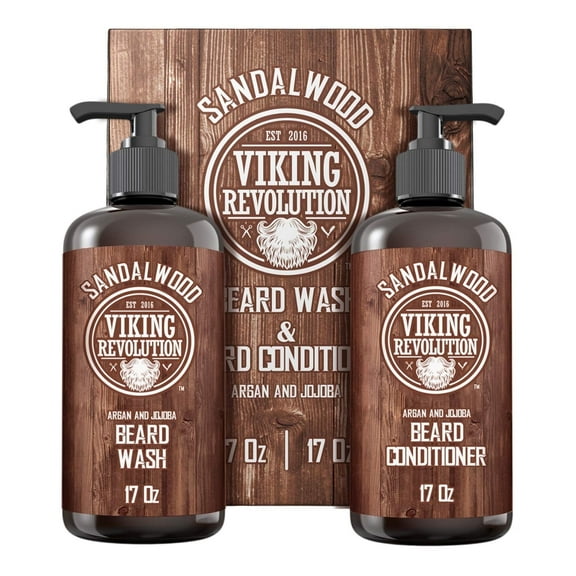 Viking Revolution - Beard Wash & Beard Conditioner - Sandalwood (17 oz each)