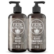 Viking Revolution - Beard Wash & Beard Conditioner - Fathers Day Gifts For Men - Natural Peppermint & Eucalyptus, 34 Oz