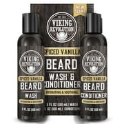 Viking Revolution Beard Wash and Beard Conditioner for Men with Argan Oil and Jojoba Oil - Beard Softener and Strengthener (5oz, Spiced Vanilla)