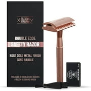 Viking Revolution - Double Edge Safety Razor for Women - Reusable Safety Razor for Women with 10 Blades - Rose Gold