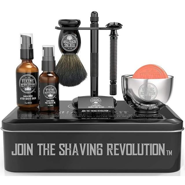 Viking Revolution - Luxury Safety Razor Shave Kit For Men - Father Day Gifts - Includes Double Edge Safety Razor, Stand, Bowl & More - Dad Gift