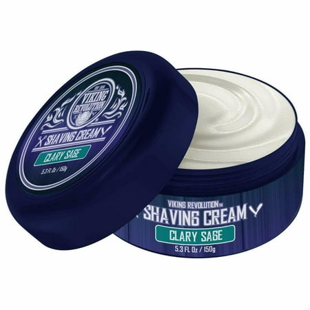 Viking Revolution - Luxury Shaving Cream for Men - Clary Sage - Soft, Smooth & Silky - 5.3oz