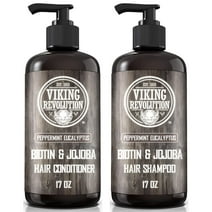 Viking Revolution - Men Shampoo and Conditioner Set with Biotin and Jojoba Oil - Natural Hair Shampoo - Eucalyptus and Peppermint, 17 Oz
