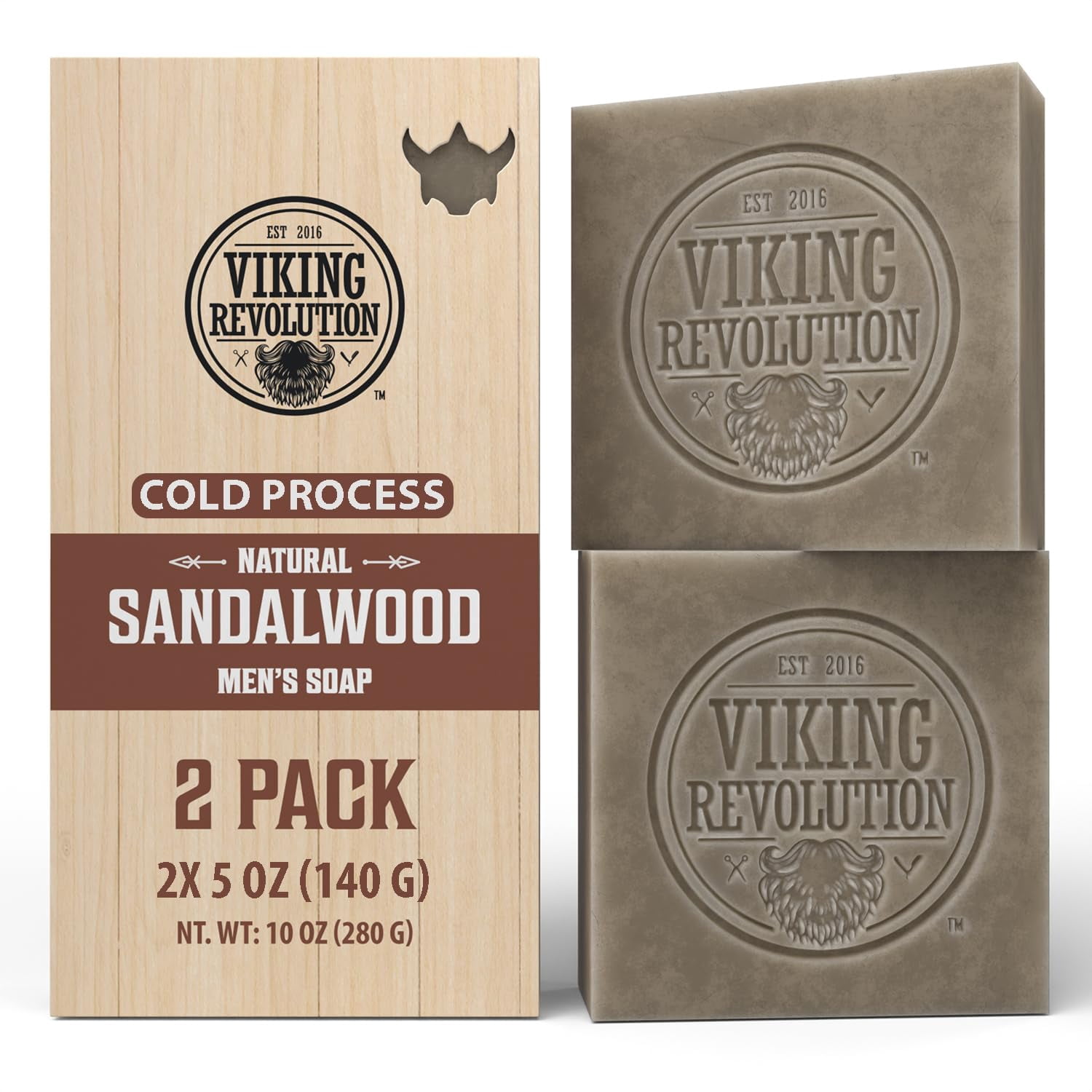 Viking Revolution Sandalwood Natural XEF1 Soap for Men - Mens Soap Bar ...