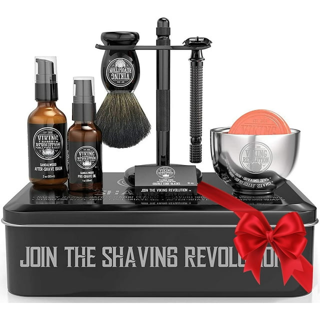 Viking Revolution - Shaving Kit For Men - Shaving Kit with Double Edge Razor, Stand, Bowl & More - Luxury Christmas Gifts For Men