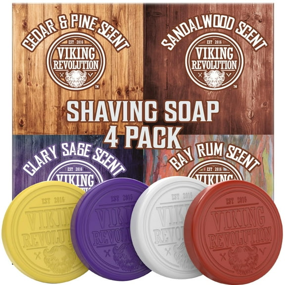 Viking Revolution - Shaving Soap for Men - 4 Variety Pack, 2.5oz