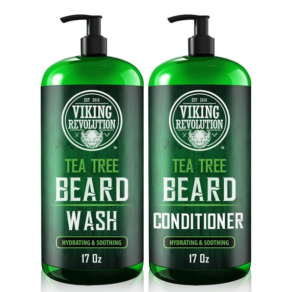 Viking Revolution Tea Tree Oil Beard Wash and Beard Conditioner For Men