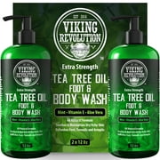 Viking Revolution Tea Tree Oil Body Wash Soap for Men - Helps Athlete's Foot, Toenail, Jock Itch, Eczema, Ringworm & Body Odors - Extra Strength Men's Body Wash (2 Pack)