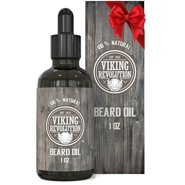 Viking Revolution Unscented Beard Oil for Men - Natural Mens Beard Oil with Argan Oil and Jojoba Oil - Beard Softener, Strengthens and Moisturizes - Beard Conditioner for Men (Unscented, 1 Pack)