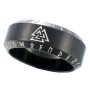 Viking Ring Nordic Valknut Jewelry Black Futhark Norse Odin Rings 10