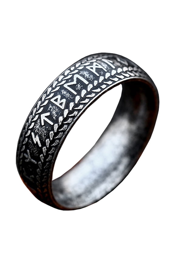 Viking Ring Stainless Steel Vegvisir Raven Biker Jewelry for Men (Size 9)