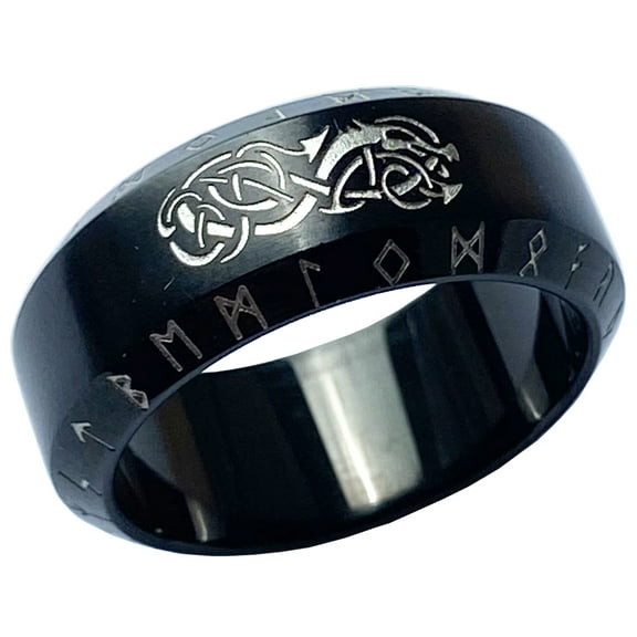 Viking Ring of Warship Nordic Jewelry Black Futhark Norse Rune Rings (10)