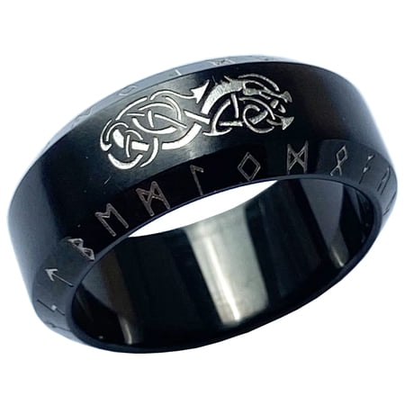 Viking Ring of Warship Nordic Jewelry Black Futhark Norse Rune Rings (8)