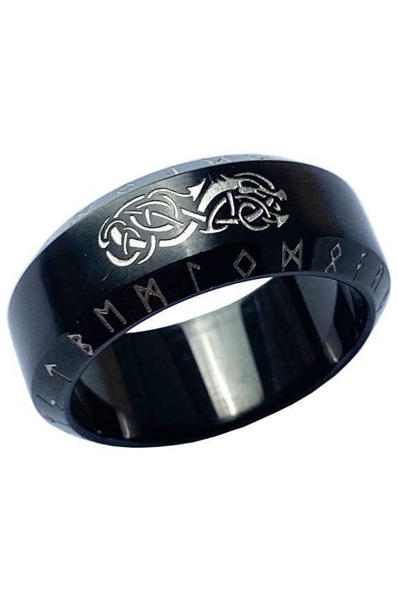 Viking Ring of Warship Nordic Jewelry Black Futhark Norse Rune Rings (8)
