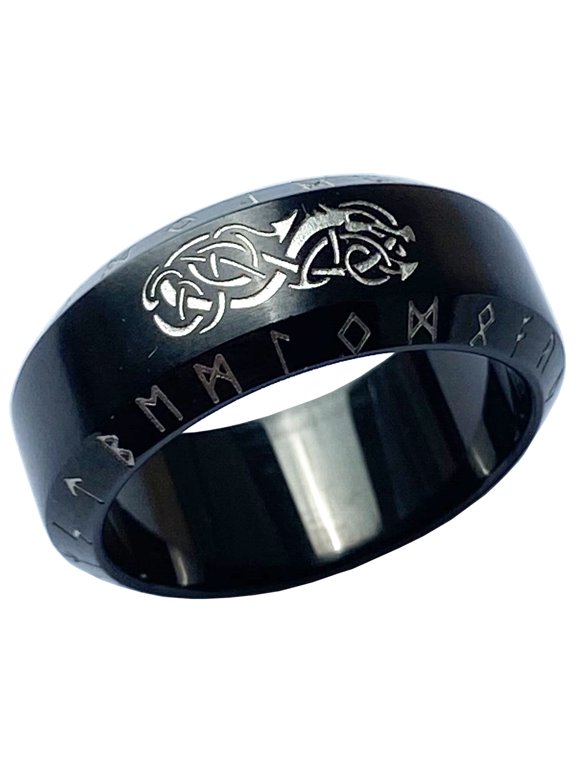 Viking Ring of Warship Nordic Jewelry Black Futhark Norse Rune Rings (8)
