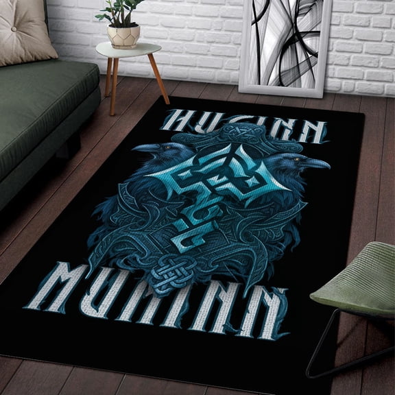 Viking Rug & Home Décor 3x5 4x6 5x8ft Rug, Norse Mythology Rugs for Living Room Bedroom, Vikings Carpet, Washable Non Slip Soft Low Pile Indoor Area Rug & Room Décor