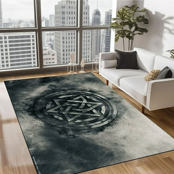 Viking Rug, Washable Area Rugs for Bedroom Living Room, Norse Mythology Patterned Large Rug, Non Slip Indoor Floor Carpet & Home Décor, Gifts for Men, Mythological Rug, Scandinavian Myth