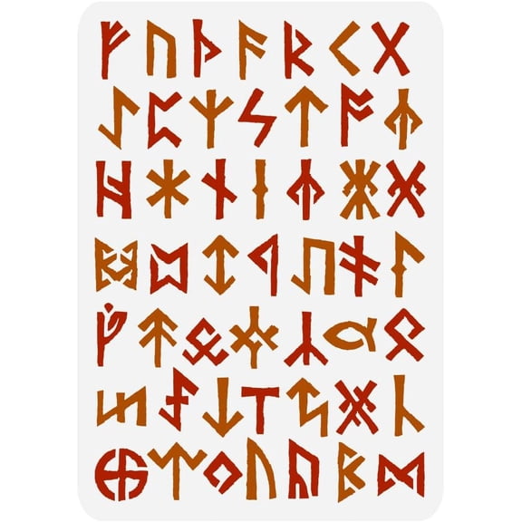 Viking Runes Painting Stencil 8.3x11.7inch Reusable Ancient Alphabet Stencil Viking Theme Runes Pattern Craft Stencil for Painting on Wall Wood Furniture DIY Home Decoration