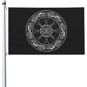 Viking Scandinavian Dragons And Aegishjalmur Flag 3x5 Ft Outdoor Decoration Banner Yard Flag With Grommets