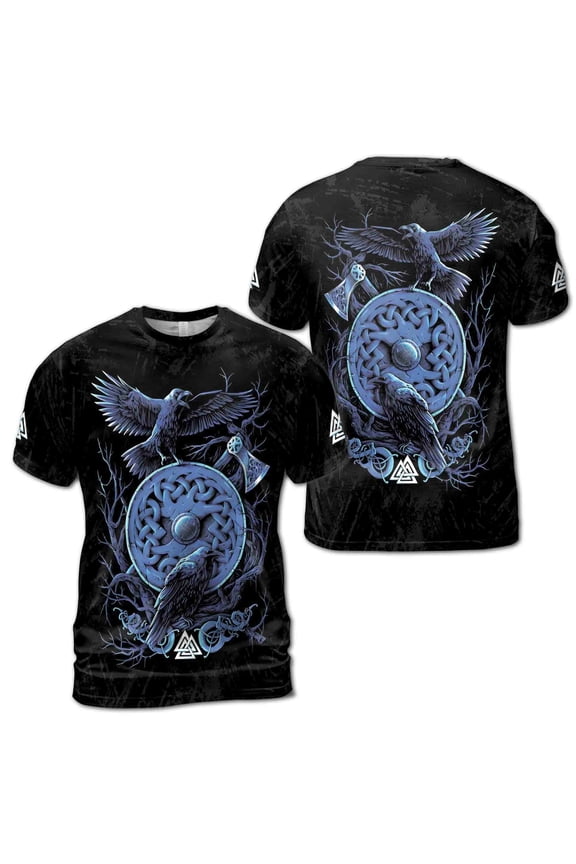 Viking Shield And Axe Raven Crow Dark Grunge Viking Lover Men's T-shirt