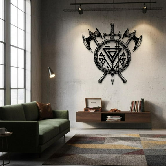 Viking Shield Metal Wall Art Decor
